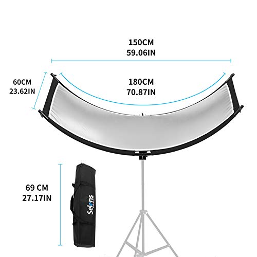 Selens 4 in 1 Reflektor 60x180cm U Form Gebogener Reflektoren Einstellbarer Beleuchtungs Diffusor mit Schwarz/Weiß/Gold/Silber Reflectors Tragetasche für Fotografie Fotostudio Porträt Catch Light – Bild 6