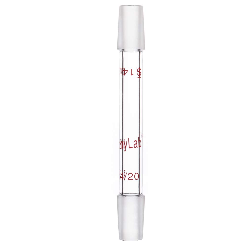 stonylab Borosilicate Glass Straight Connecting Adapter, 70 mm Between Two 14/20 Inner Joints for Laboratory