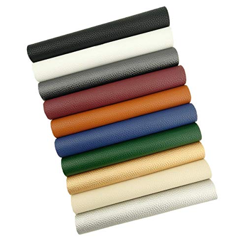 Litchi Fabric Sheets【10 Pcs】Solid Color PU Faux Leather 【8