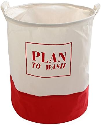 HAPPYTIMEBELT 19.7 Inch Waterproof Laundry Basket Laundry Hamper, Red