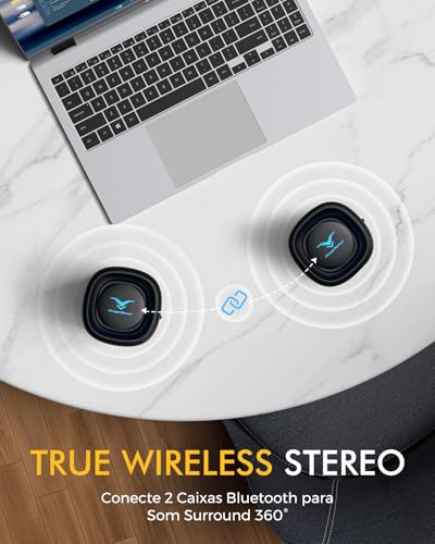 Caixa de Som Bluetooth Portátil GoFree2, Caixinha de Som Potente de 40W Máx com Graves Profundos, IP67 à Prova D'Água, 12H Bateria, Conexão USB e Bluetooth 6.0, Luzes LED para Praia, Piscina e Outdoor