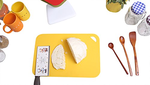 DELIGHT Flexible TPU Cutting Board with Stand, Dishwasher Safe, BPA-Free, FDA approval material, Heat and Cut Resistant, Anti-bacterial, Set of 3, Green, Yellow, Sky Blue