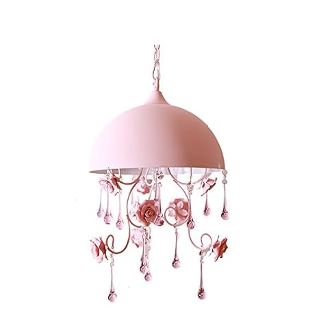 Cheerhuzz Modern Pink Crystal Pendant Lamp Rose Ceiling Light For