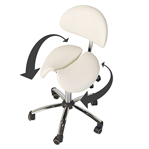 Teqler T-135365weiss Saddle Stool with Backrest, Weiß - Image 3