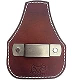 Low Profile Leather Tape Measure Holder with Belt Clip (Dark Brown)