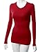 Doublju Women Stretchy Round Neckline Fitted Long Sleeve T-Shirts
