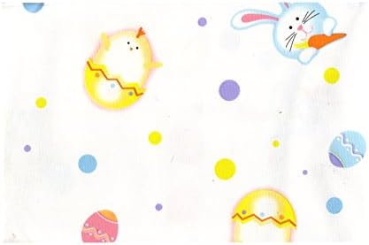 Easter Friends Spring PEVA Vinyl Tablecloth Pastel Colors Flannel Backed (52 x 90 Rectangle)
