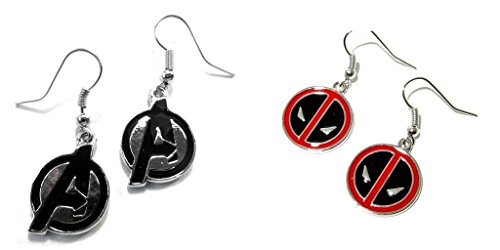 Avenger Logo and Deadpool Avenger Logo Dangle Earrings w/Gift Box