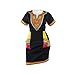 shekiss Women Sexy African Print V-neck Dashiki Bodycon Stretch Club Dress Black/yellow XX-Large