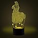 3D Illusion Lamp Alpaca Led Night Light, USB Powered 7 Colours Flashing Touch Switch Bedroom Decoration Lighting for Kids Christmas Gift