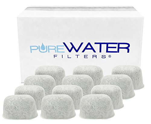 PureWater Filters Charcoal Water Filters for Cuisinart Ss-700, Dcc-3000 Coffee on Demand - 12 Pack