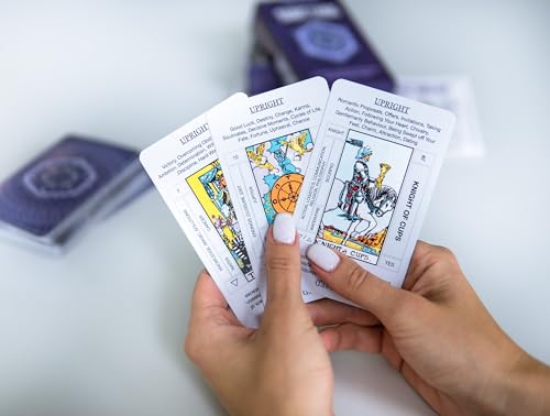 Tarot Cards with Meanings - Beginner Learning Set - Sheet with Common Spreads, Astrological Correspondences, Guidebook Included - Classic Design 78 Card Deck- Original Deck- FSC-Certified