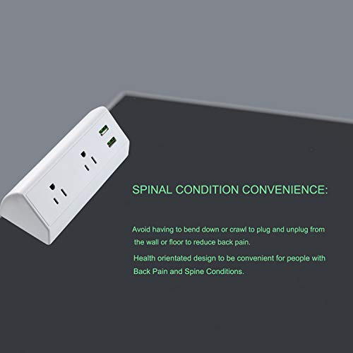 Desktop Power Strip Socket with USB, Conference Desk Power Outlets with Clamp Mount, 6.5 ft Extension Cord Connect 2 Plugs for Home Office Reading - Thumbnail 2