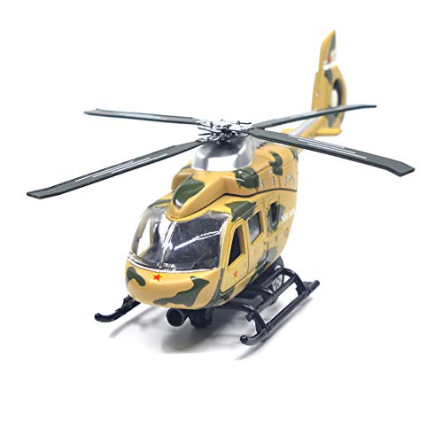 Ailejia Military Helicopter Model US Army Vehicle Lights and Sounds Pullback Toy for Kids Boys & Girls (Yellow) - Thumbnail 7