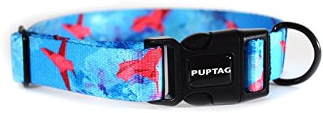 PUPTAG Dog Collar - Made in USA - Stylish dog collar for your dog to enjoy - Made of durable webbing (Origami Dreams, M / L)