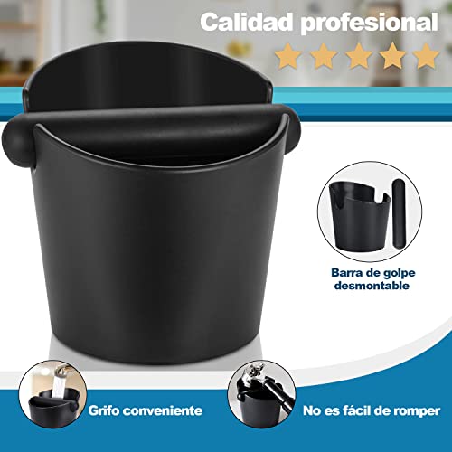SKM-MX Caja para café,Caja de golpe,Caja de café de 4,4 pulgadas,Con palanca de golpeo duradera y almohadilla de martillo de polvo, Cubo para el café,Disfrute de un café fresco y molido (2 Piezas)