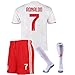 7 Ronaldo Jersey - Juventus Away Soccer Jersey for Kids/Youth with Socks & Shorts 19-20 Season White