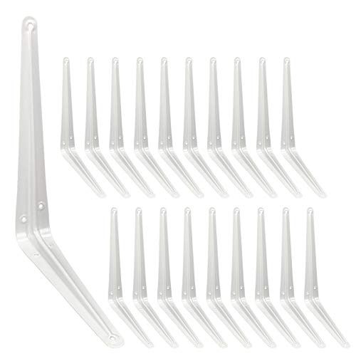 Joroamp 20 Stück weiße Regalhalterungen, 30,5 cm, robuste L-Halterung, Eckstütze, Metallgelenkwinkelhalterung zum Aufhängen, schwebende Regalhalterung für Regal