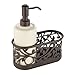 iDesign Ceramic Bathroom Soap Dispenser Set with Soap Pump and Caddy, The Vine Collection – 13oz, 7.25