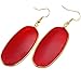 rockcloud Red Crystal Glass Dangle Hook Earrings Oval Gold Plated