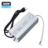 LightingWill Waterproof IP67 LED Power Supply Driver Transformer 100W 110V AC to 12V DC Low Voltage Output with 3-Prong Plug 3.3 Feet Cable for Outdoor Use
