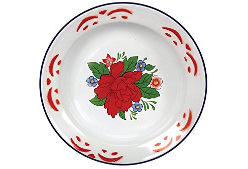 Tuut, Linha Utilidades, Prato Esmaltado Fundo Branco Estampadom, 22cm