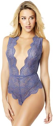 OH LA LA Cheri Striped LACE Plunge Teddy