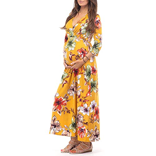 mother bee maternity v-neck 3/4 sleeve ruched waist dress Mother Bee Maternity V-Neck 3/4 Sleeve Ruched Waist Dress