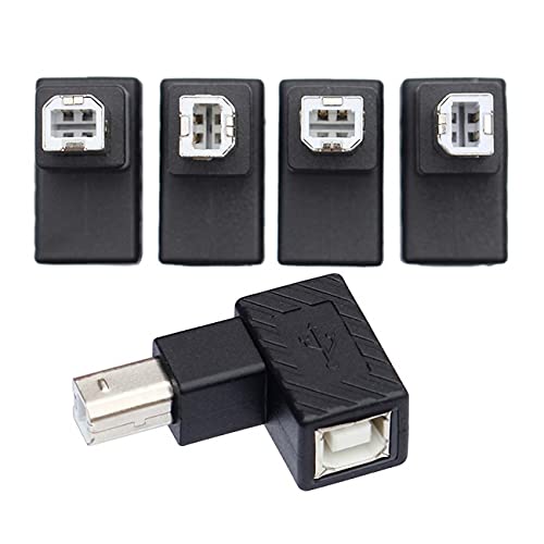 NFHK 4Pcs USB 2.0 B Type Male to Female Extension Adapter Horizontal Vertical Angled 90 Degree for Disk Scanner