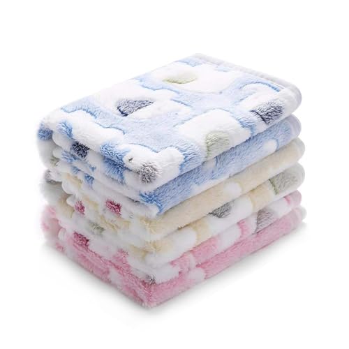 Photo 1 of 1 Pack 3 Blankets Super Soft Fluffy Premium Cute Elephant Pattern Pet Blanket Flannel Throw for Dog Puppy Cat Blue/Pink/Yellow Small(23x16 inch)