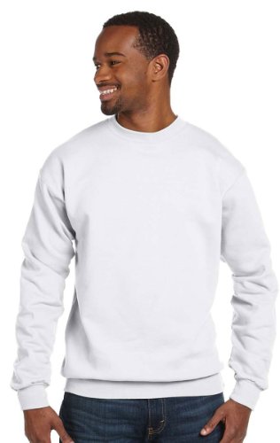 Hanes 7.8 oz COMFORTBLEND EcoSmart Fleece Crew (White, Large)