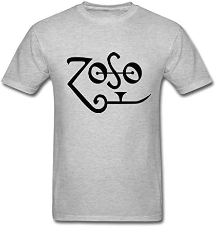 Men's Led Zeppelin Zoso Jimmy Page Logo T-Shirt Crewneck Grey XL