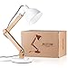 MUTUW Wooden Swing Arm Desk Lamp, e26 e27 LED Bulb Lamp, 40W, Metal Wooden, Perfect for Reading Study Work Office, White