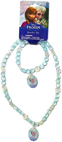 Disney Frozen Elsa Girls Light Blue Charm Necklace and Bracelet Set