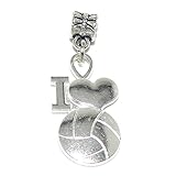 GemStorm Silver Plated Dangling I Love Volleyball