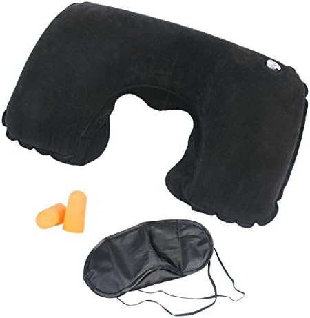 Lelance Travel Pillow Portable Inflatable U-Type Neck Protective Air Pillow with Ear Plugs Eye Mask and PU packet