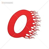 Vinyl Sticker Decal Racing Flame Number Zero Atv Car Garage bike checkered incandescent tyre tachometer (12 X 10,5 Inches) Red