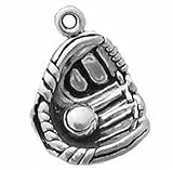 Sterling Silver 3D Baseball Glove With Baseball Charm