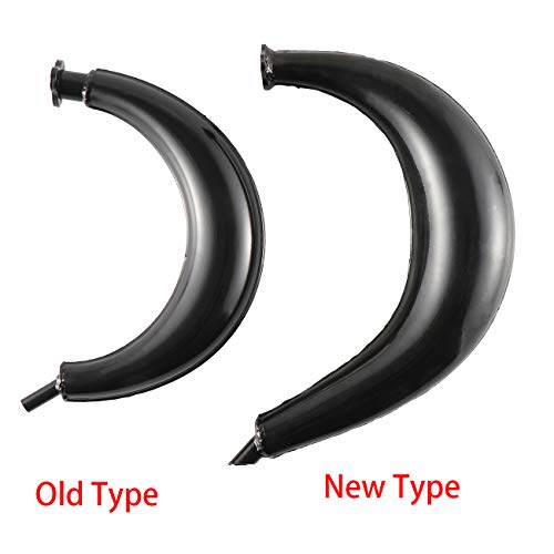 HGC 40mm Half Moon Banana Silencer Muffler Exhaust Pipe Bigger High Performance For 49cc 60cc 66cc 80cc 2-Stroke Engine Motor Motorized Motorised Bicycle Bike Upgrade Black