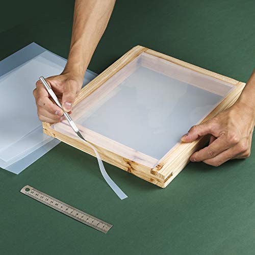 18 Pieces Screen Printing Starter Kit Including 8 x 10 Inch Wood Silk Screen Printing Frames, Screen Printing Squeegee,Waterproof Transparency Film, Carving Knife for Stencil Method