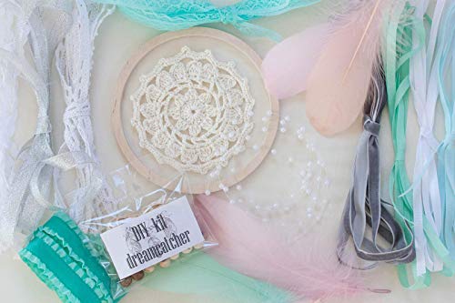 DIY Dream catcher Kit - Make Your Own Craft Project Mint White Diam 5' ( 12.5 cm) Birthday Gift Bridal Shower Favor