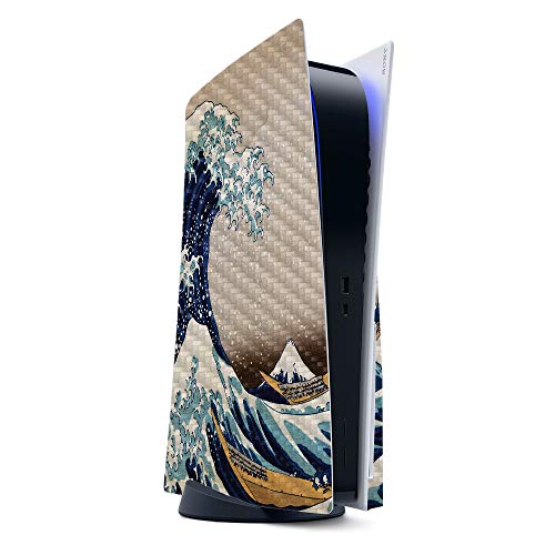 MightySkins Carbon Fiber Gaming Skin for PS5 / Playstation 5 - Great Wave of Ka…
