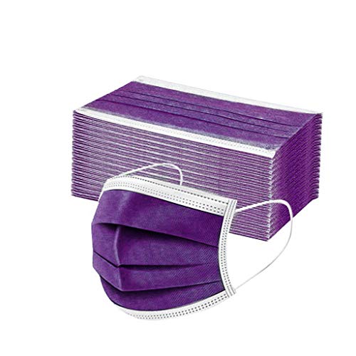 GSusan Masque_Facial_Jetable 50 Pièces ???????????????????????? de Confortable, à Trois Couch????s Protection Recommandé pour Les Hommes et Les Femmes (1#Violet Foncé-50pcs)