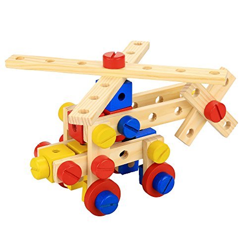 Arshiner 78 PCS Multi Functional Wooden Nuts and Bolts Combination Toys Building Construction Set