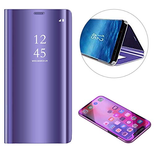 Shinyzone Mirror Case for Samsung Galaxy S10,Slim Fit Book Folio Flip Hardcover with Plating Smart View Translucent Wallet Cover for Samsung Galaxy S10-Purple - Thumbnail 6