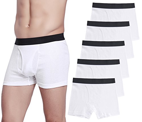 CYZ Men's 5-Pack Comfortable Cotton Boxer Brief-White-L