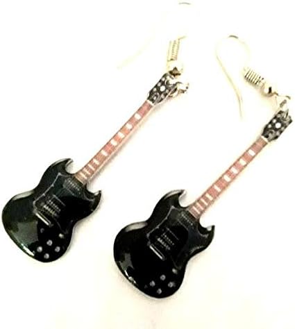 Music Legend Collection Stainless Guitar Shaped Earrings - Angus Young - AC/DC