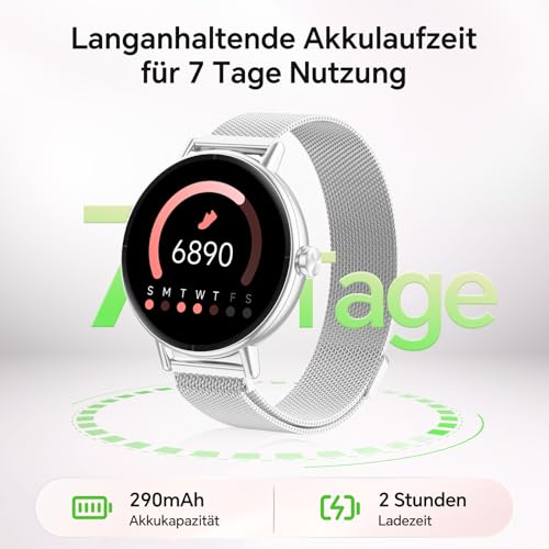 Gydom Women's Round Smartwatch 1.27 Inch Smart Watch with Phone Function, Fitness Watch with SpO2 Heart Rate Stress Calories Sleep Pedometer, 100+ Sports Modes IP68 Waterproof Sports Watch for iOS
