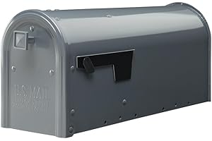 Architectural Mailboxes Edson™ Weather-Resistant Steel Metal Post Mounted Mail Box for Outside, Gunmetal Grey, Medium Curbside Mailbox with Magnetic Latch, USPS Approved for Residential Delivery