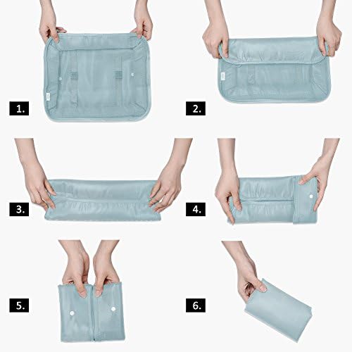 Packing Cubes 7 Pcs Travel Luggage Packing Organizers Set with Toiletry Bag (Pale blue) 6 Packing Cubes 7 Pcs Travel Luggage Packing Organizers Set with Toiletry Bag (Pale blue)